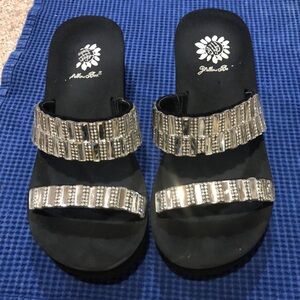 Yellow box jeweled summer shoes